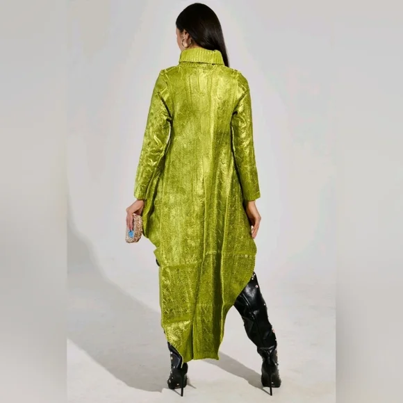 AKIRA BACK TO DECEMBER High-Low Metallic Sweater Dress SZ L/XL - Picture 5 of 7